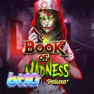 Interface do jogo de slot Book of Madness Deluxe com tema de terror